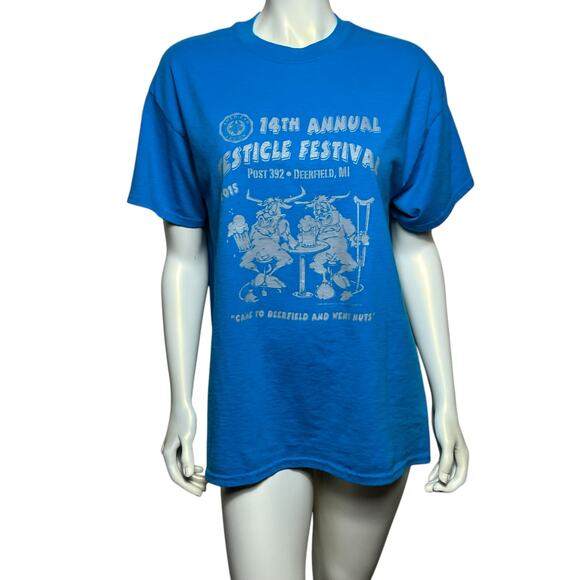 14th Annual Testicle Festival T-Shirt, Deerfield, MI, Size Large - Picture 1 of 11